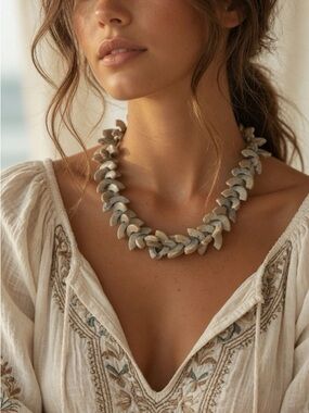 Seashell Rainbow Shaped Bohemian Edgy Summer Beach Necklace